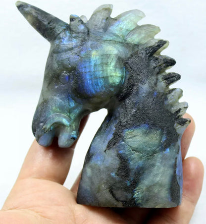 Natural labradorite carved unicorn