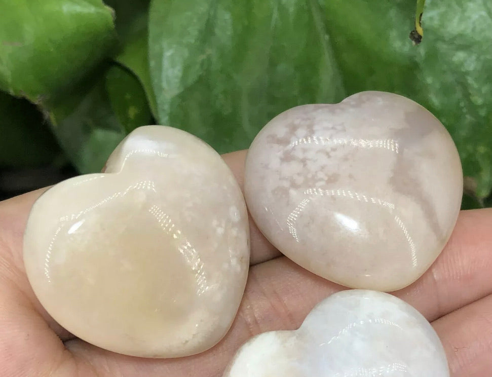 Natural Cherry Blossom Agate Heart