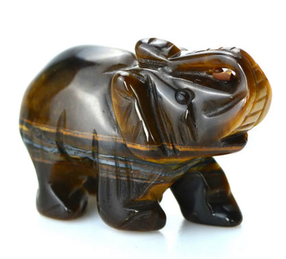 Natural Tiger’s Eye gemstone carved Elephant Figurine