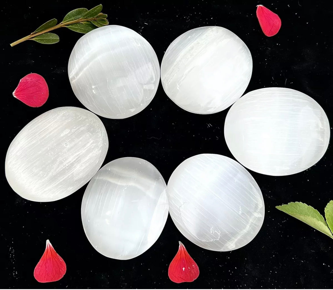 Selenite gemstone Palm Stone