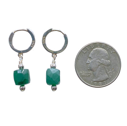 Emerald gemstone and Sterling Silver Earrings