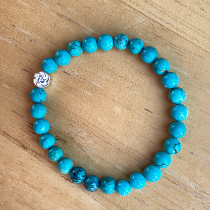 Turquoise and Sterling Silver Rose Bracelet