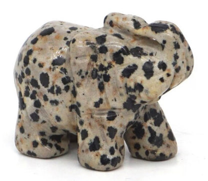 Natural Dalmatian Jasper gemstone Elephant- Small