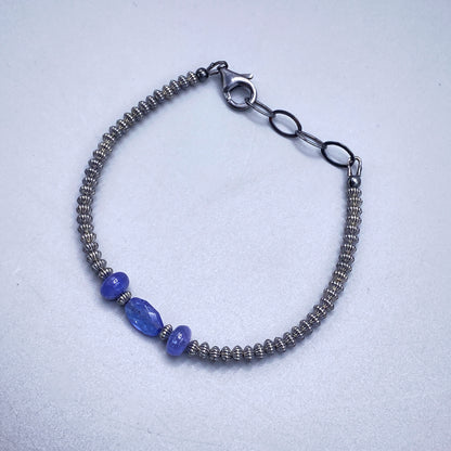 Tanzanite and Oxidized Sterling Silver Bracelet