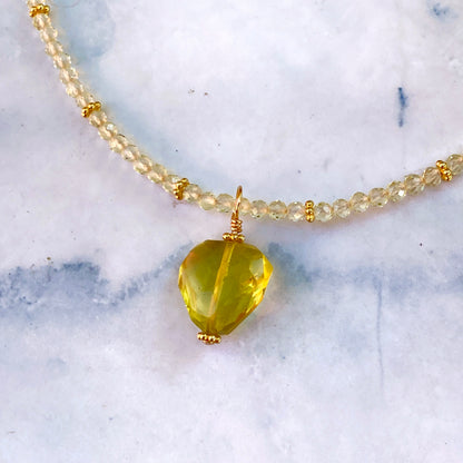 Yellow Topaz Heart Necklace