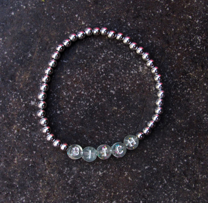 Hematite Gemstone "BITCH PLEASE" women's Stretch Bracelet