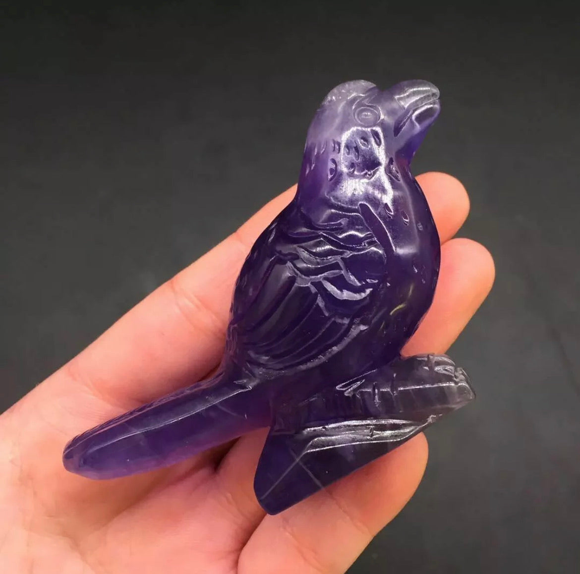 Natural Purple Blue Fluorite Bird Figurine