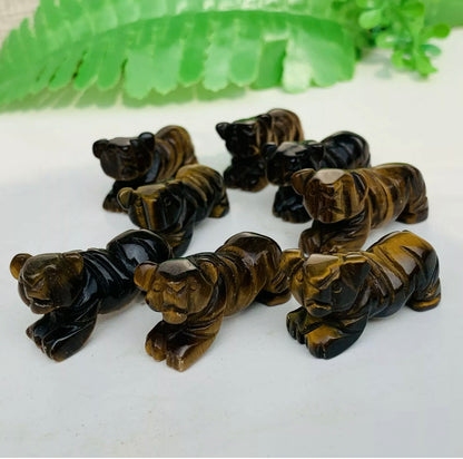 Natural Tiger Eye gemstone carved tiger figurine