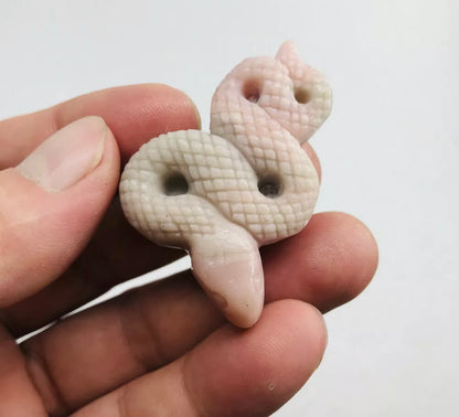 Natural Pink Opal Carved Snake