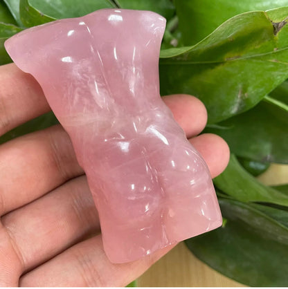 Genuine Natural pink rose quartz male model carved crystal