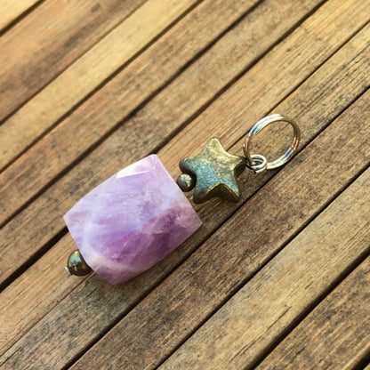 Gemstone Pet Charm with Amethyst and Pyrite