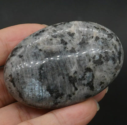 Natural Larvikite aka Black Labradorite Palm Stone