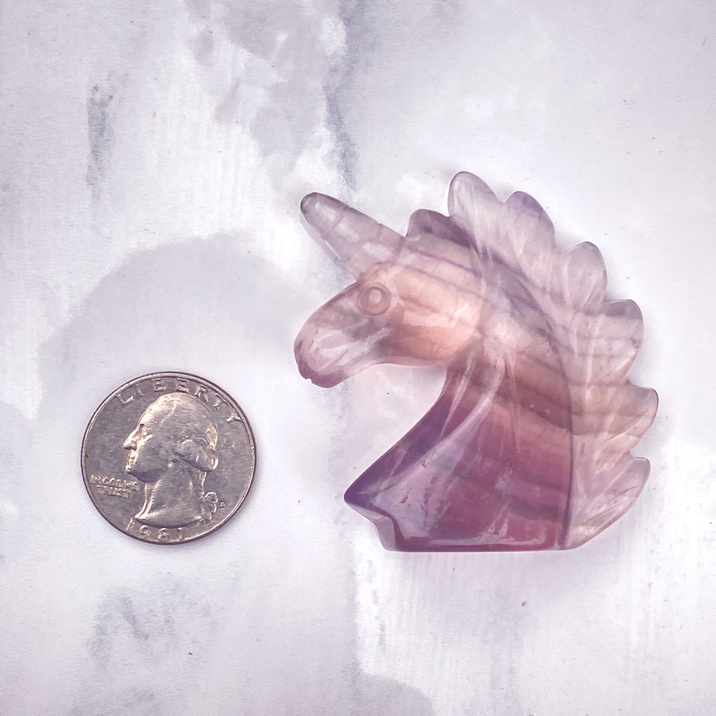 Natural Purple Fluorite gemstone carved Unicorn