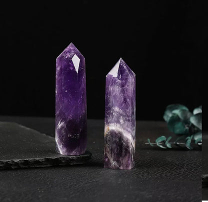 Natural Rock Dream Amethyst Quartz Crystal Point Wand Healing Stone Gift