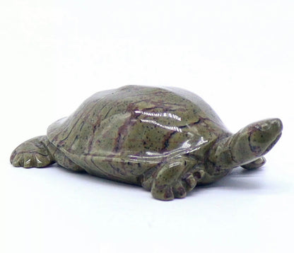 Natural Serpentine Carved Crystal Turtle Figurine