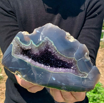 Natural Amethyst gemstone geode crystal cluster