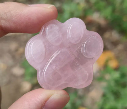 Natural Rose Quartz Paw Print