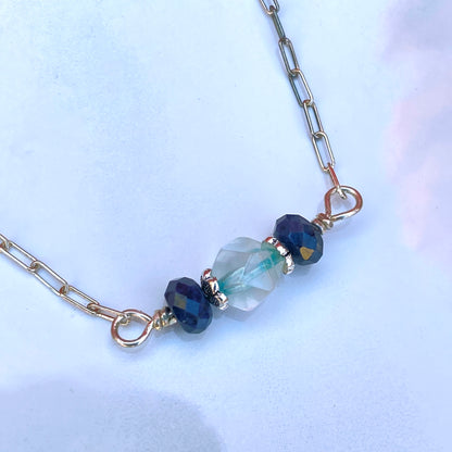 Blue Topaz gemstone, Blue Sapphire necklace