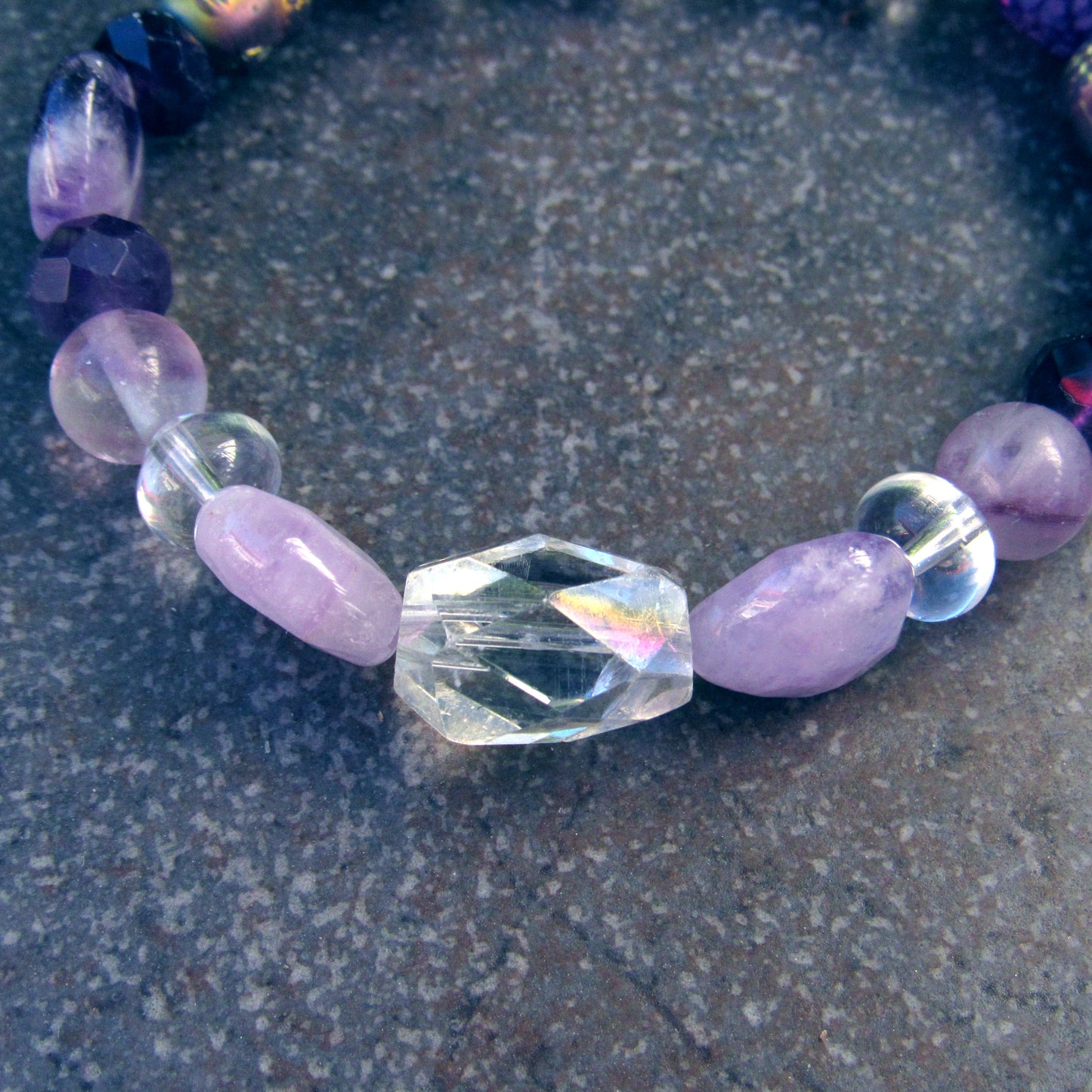 Purple Gemstone Buddha Stretch Bracelet