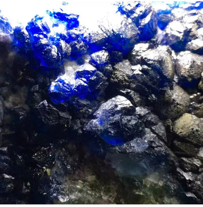 Translucent Deep Blue Spherical Fluorite Crystal Cluster Mineral Specimen