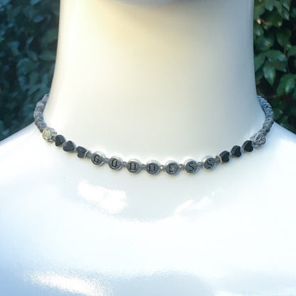 Onyx Gemstone GODDESS Choker Necklace