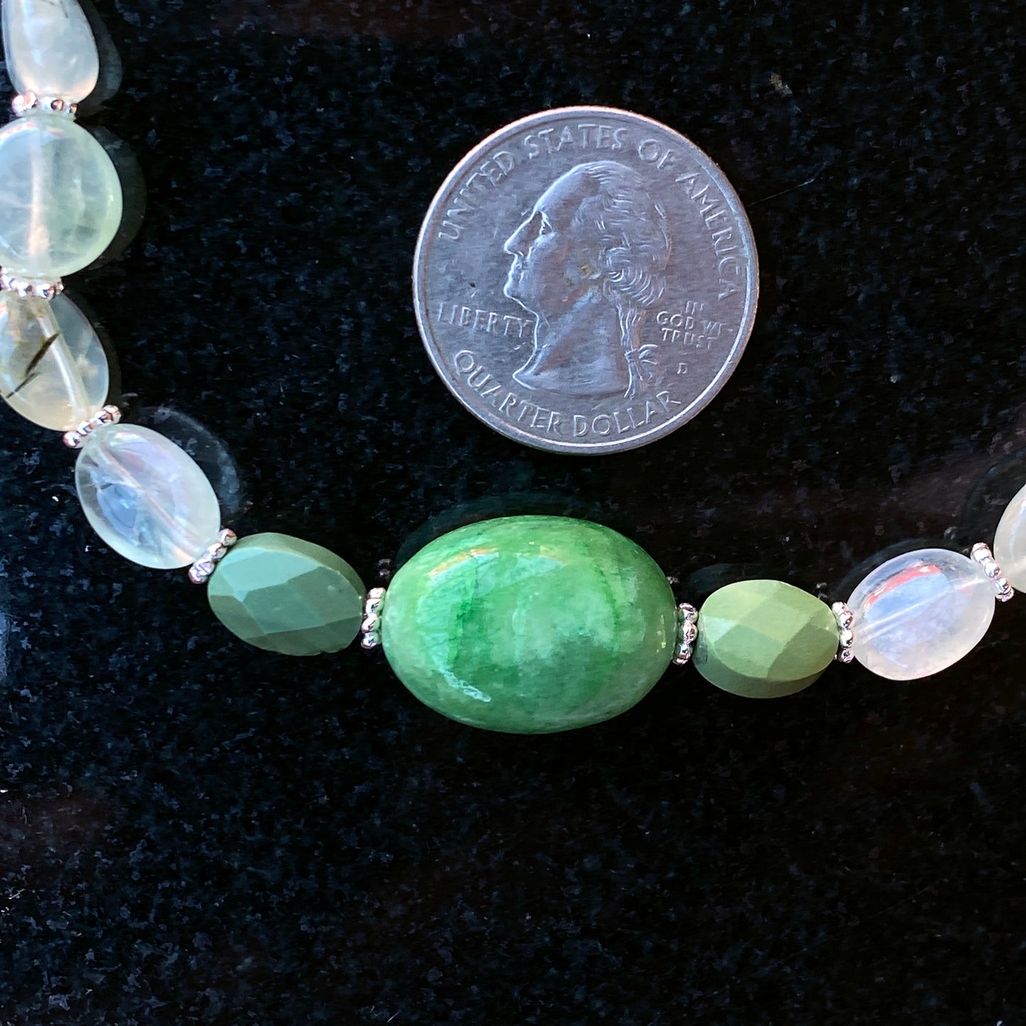 Green Emerald, Green Turquoise, and Prehnite gemstone Bracelet