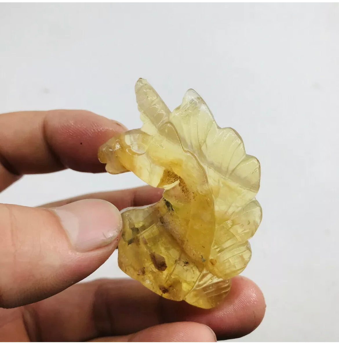 Natural Yellow Fluorite gemstone carved Unicorn