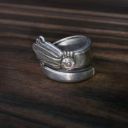 Vintage SilverSpoon Ring with Quartz gemstone