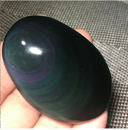 Natural Rainbow Obsidian Palm Stone