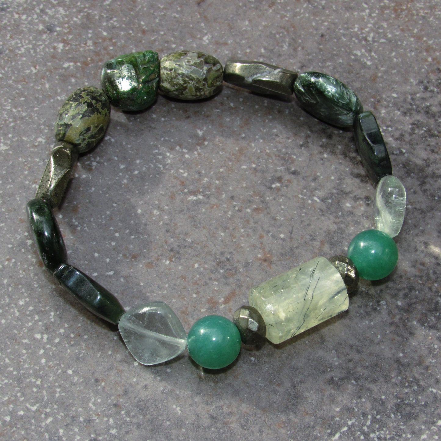 Green Prehnite Gemstone Skull Beaded Gemstone Bracelet