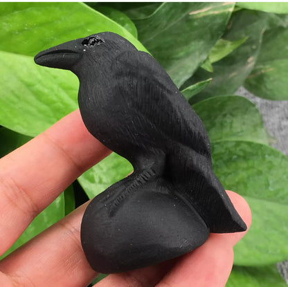 Natural Black Obsidian Raven Crow