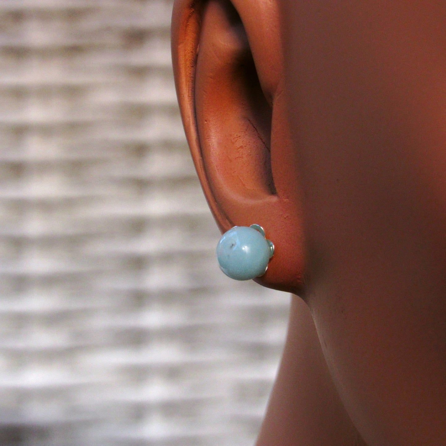 Aquamarine Gemstone stud earrings on Sterling Silver