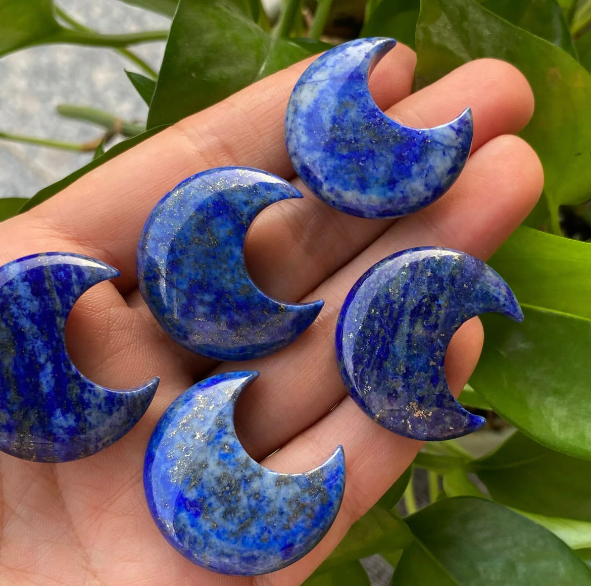 Natural Lapis lazuli gemstone crystal polished moon