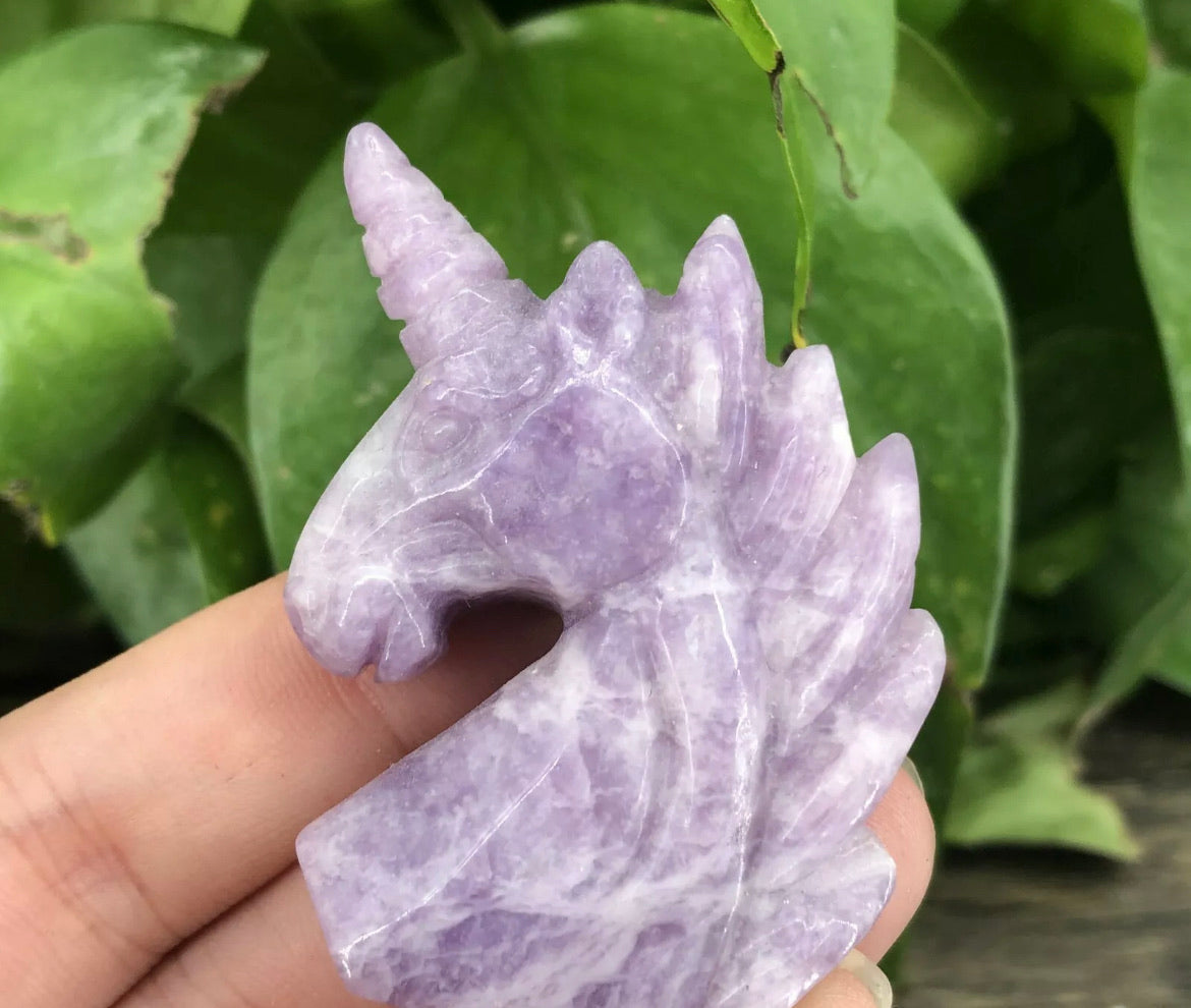 Natural Ussungite purple gemstone carved Unicorn