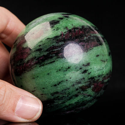 Natural Ruby zoisite crystal ball semiprecious sphere gemstone reiki healing