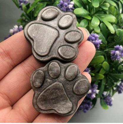 Silver obsidian dog cat paw