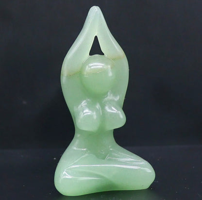 Natural Green Jade Yoga Lady Figurine