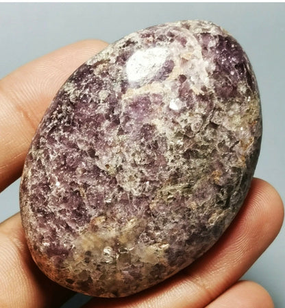 Natural Lepidolite Lithium Mica Polished Palm Stone