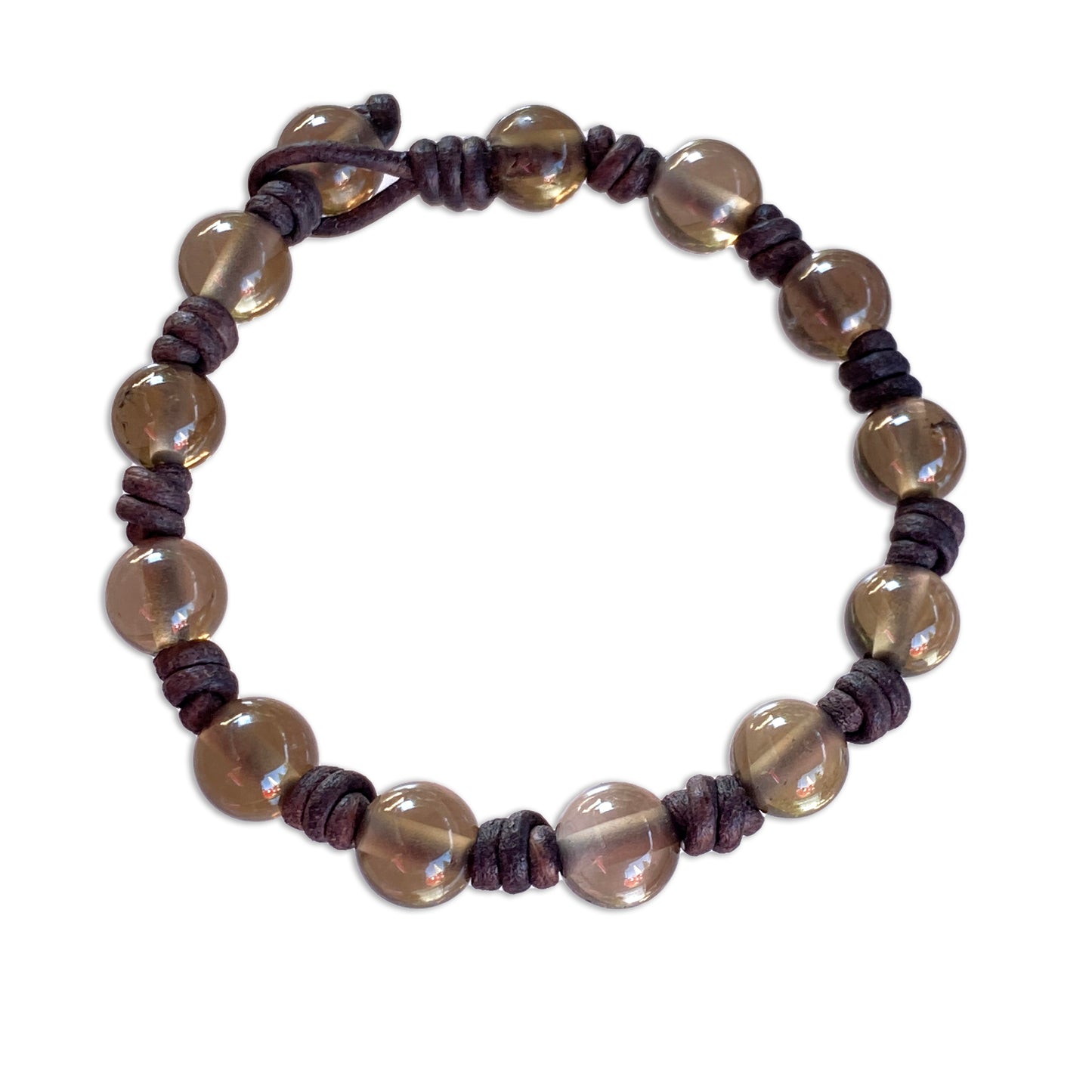 Smokey Quartz Leather Bracelet