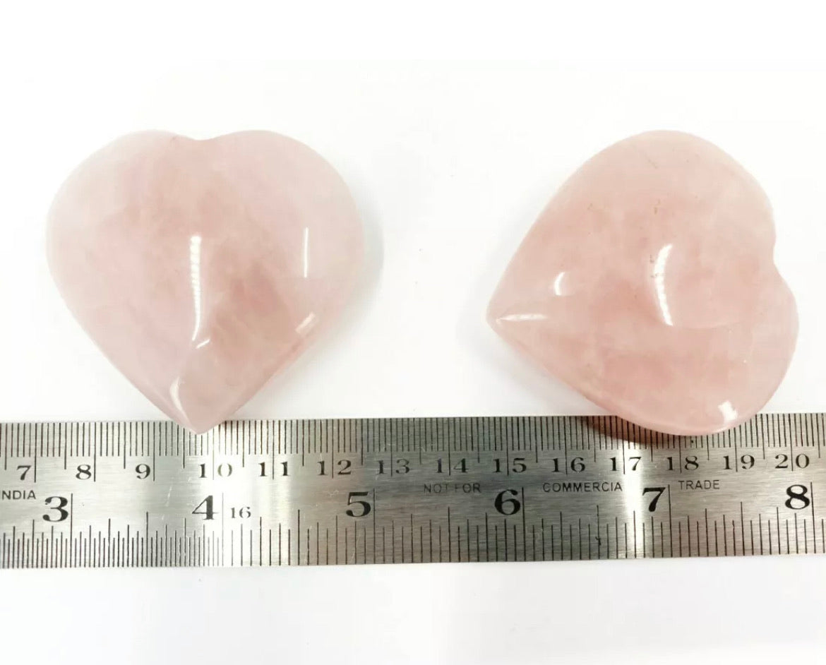 Rose Quartz Puffy Hearts 2 Inch Pocket Hearts