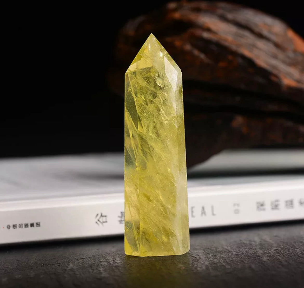 Natural Citrine Quartz Stone Obelisk Healing Crystal Point Wand Reiki