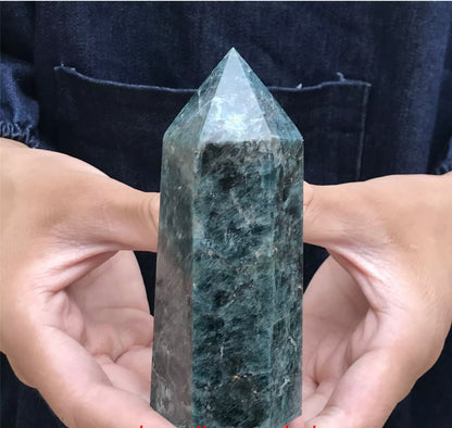 Natural Blue Apatite Gemstone Tower Point Obelisk