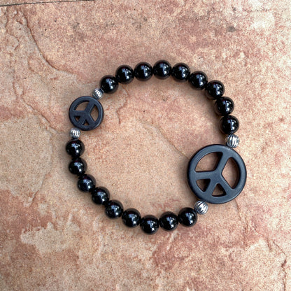 Gemstone Peace sign bracelets with Sterling Silver accents