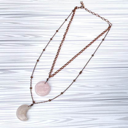 Full Moon, Crescent Moon Layered Necklace