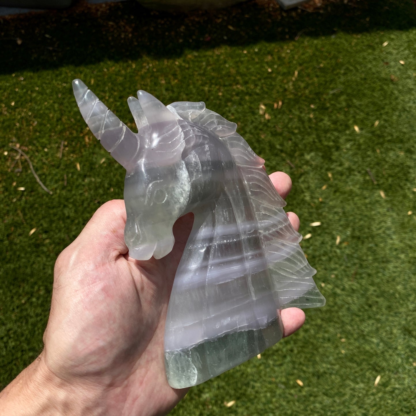 genuine Fluorite gemstone carved Unicorn