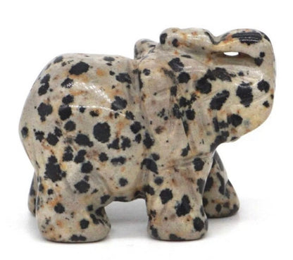 Natural Dalmatian Jasper gemstone Elephant- Small