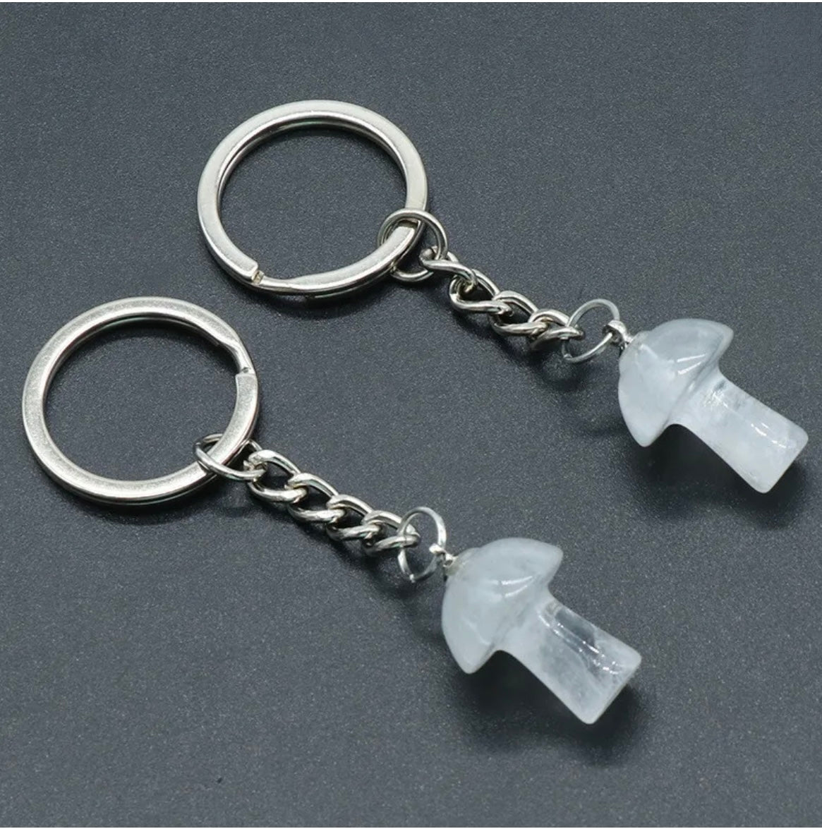 Clear Quartz Mushroom Keychain