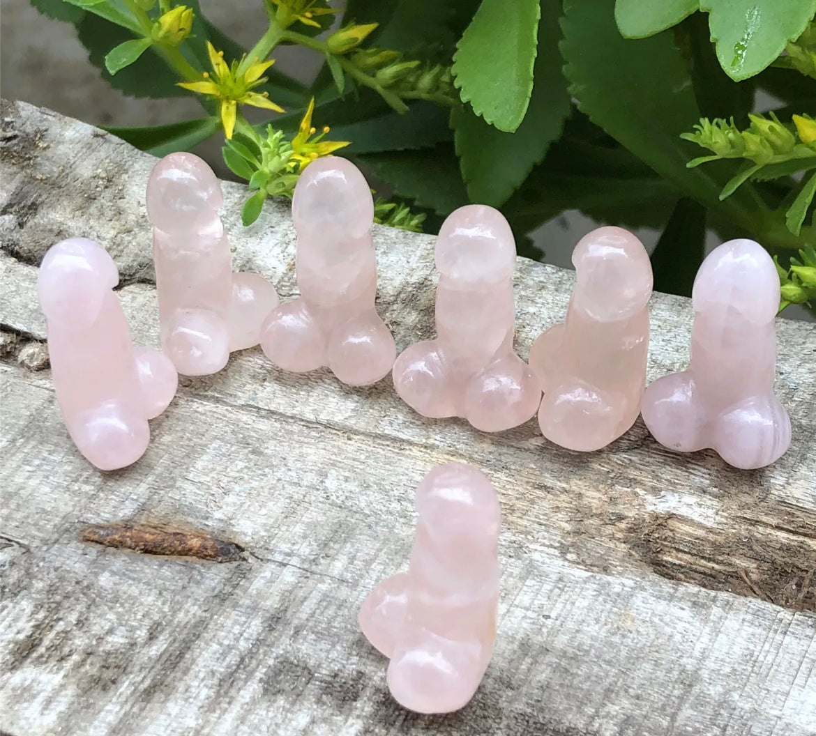 Natural Rose Quartz gemstone Penis (Mini)