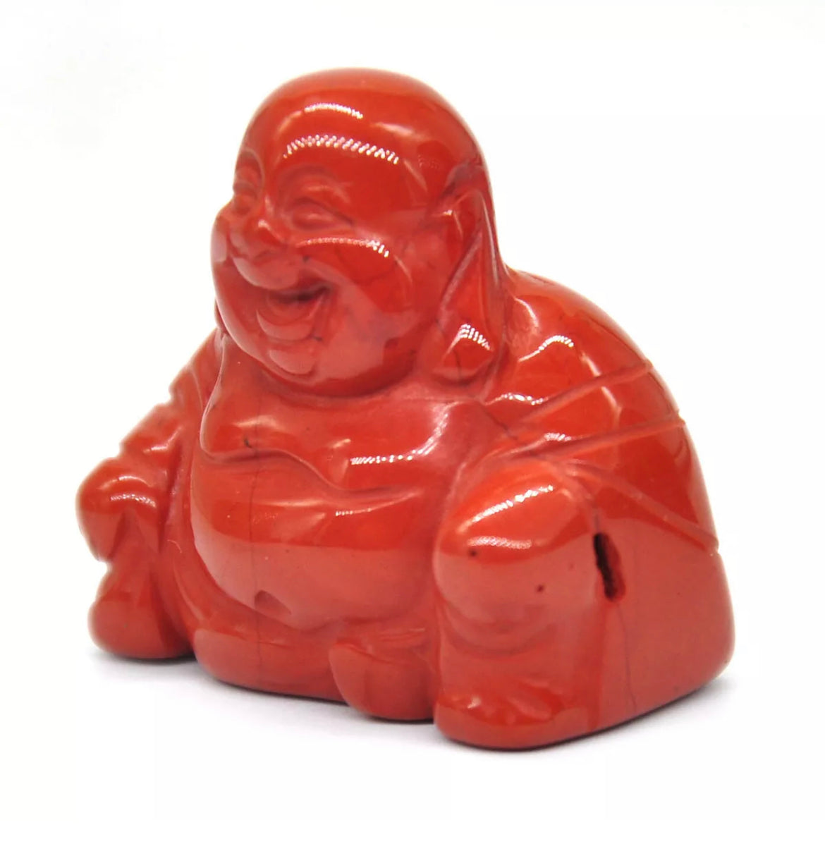 Natural Red Jasper Crystal Laughing Buddha