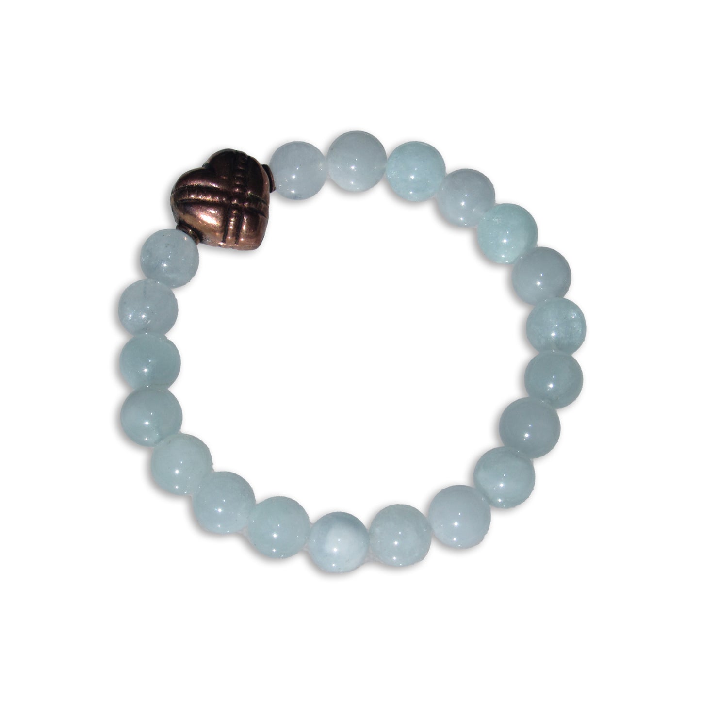 Aquamarine gemstones And Copper Heart Bracelet